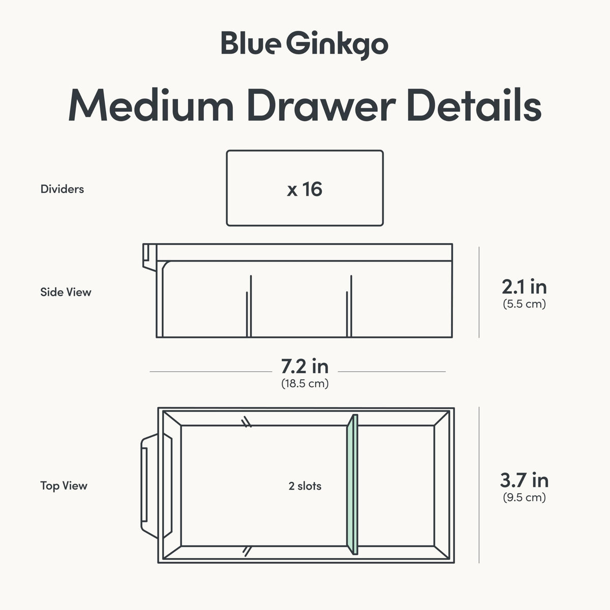 Blue Ginkgo Medium 16-Drawer Cabinet – Stackable Clear Organizer for Hardware, Beads, Plastic Bricks, Office, and Craft Storage (Made in Korea, Gray)