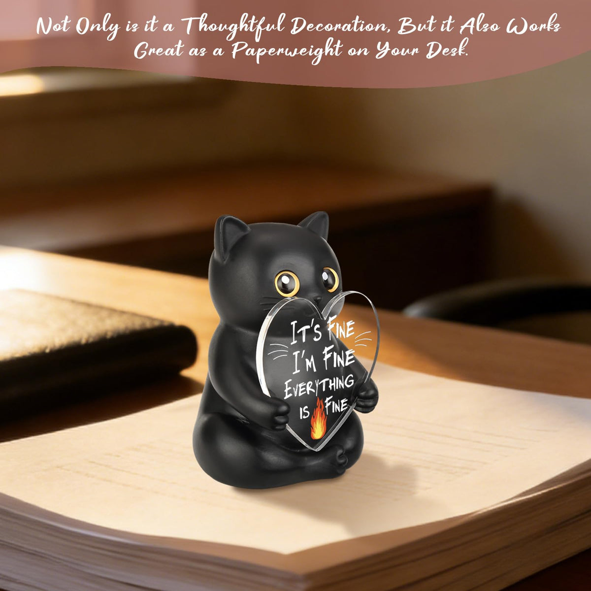 wainvniaw Funny Black Cat Figurines Decor, Fun Humor Gag Sarcastic Gift for Cat Lovers, Women, Men, Friends, Coworker, Employee, Team Appreciation for Home Office Cubicle Desk Decorations WCT5