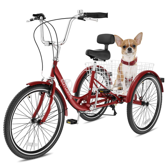 NAIZEA Adult Tricycle, 7 Speed Three Wheel Cruiser Bike, 20/24/26 inch Adult Trikes 3 Wheel Bikes with Large Basket for Seniors, Adults, Women, Men, Multiple Colors