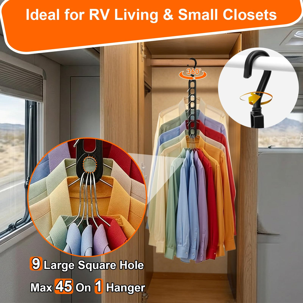 Closet Organizers and Storage,College Dorm Room Essentials,Pack of 6 Multifunctional Organizer Magic Space Saving Hangers with 9 Holes Storage Organization for Wardrobe Closet