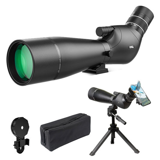 Three Triping Dual Focusing ED Spotting Scope, 20-60x80 Spotting Scopes with Phone Adapter, Tripod & Carrying Case, BAK4 Ultra High Definition, IPX7 Waterproof Fogproof for Bird Watching