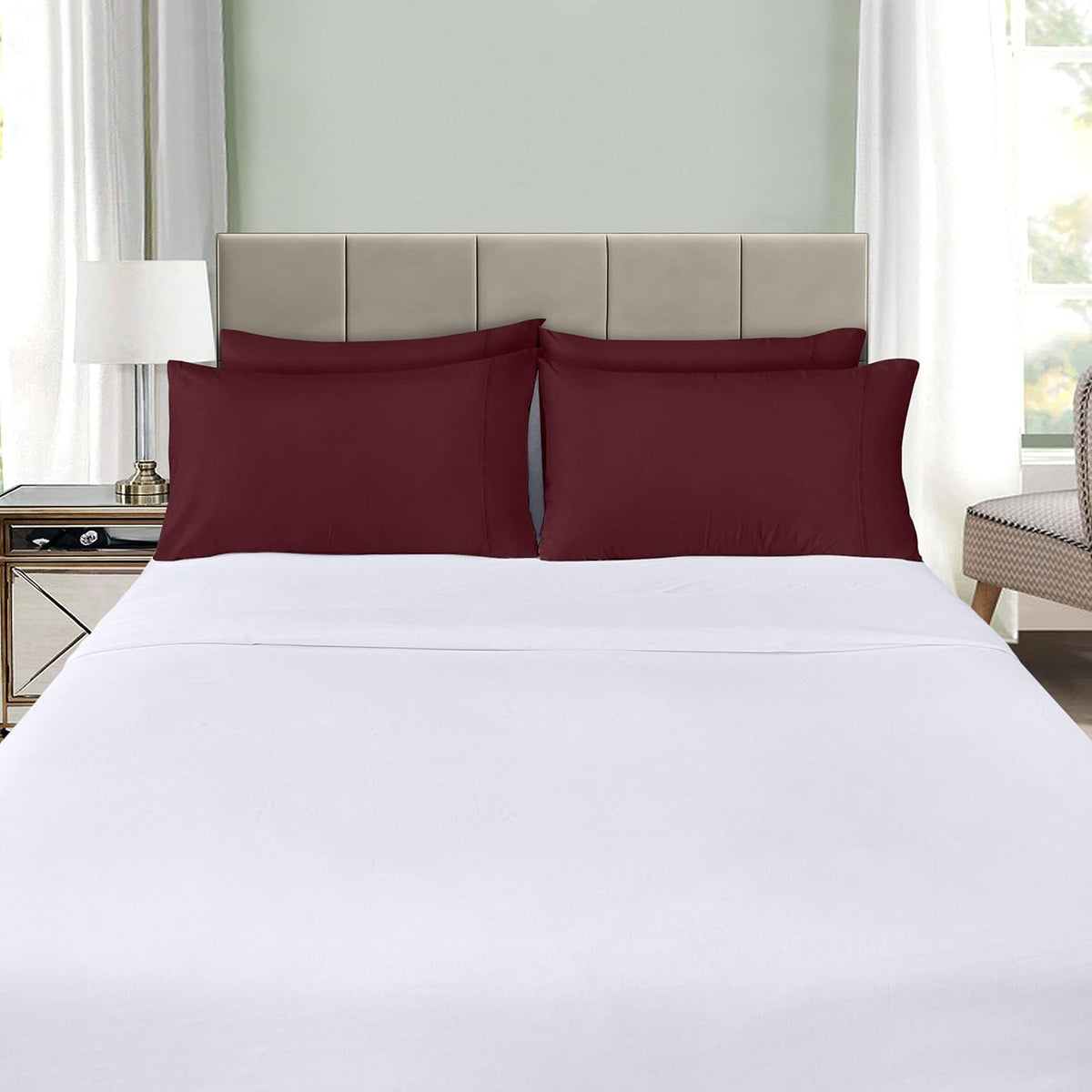 Utopia Bedding King Pillow Cases - 4 Pack - Soft Brushed Microfiber - Fade Resistant 20 X 40 Inches (Burgundy)