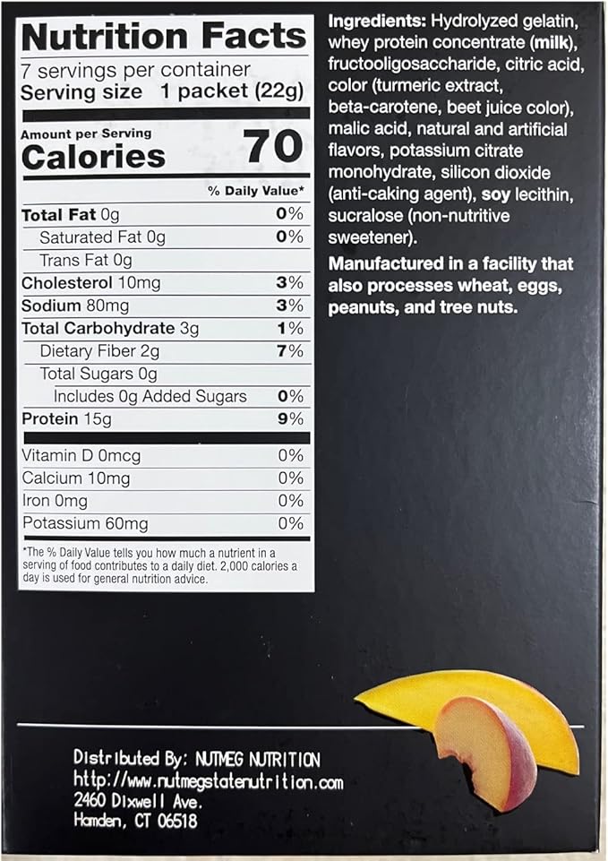 High Protein Fruit Flavored Powder Drink Mix, 15g Protein, Low Calorie, Sugar Free, Ideal Protein Compatible, 7 Servings Per Box (Peach Mango)