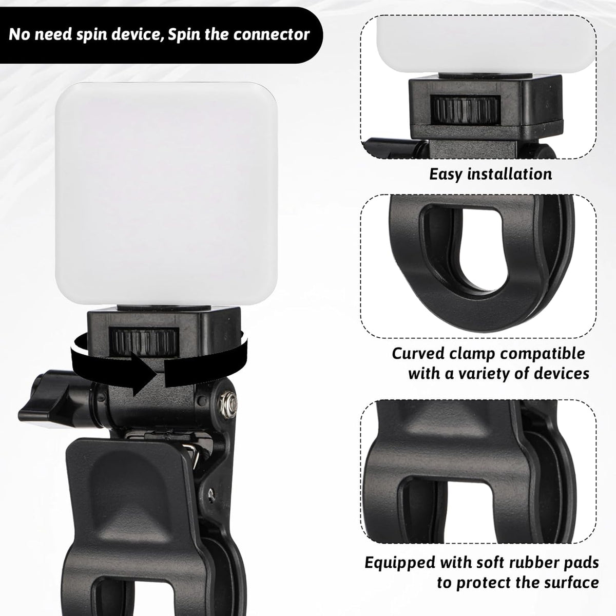 Xelsluthe Monitor Camera Mount Clamp Clip, Ring Light Clip Adapter Replacement Screen LCD Display Top Fill
