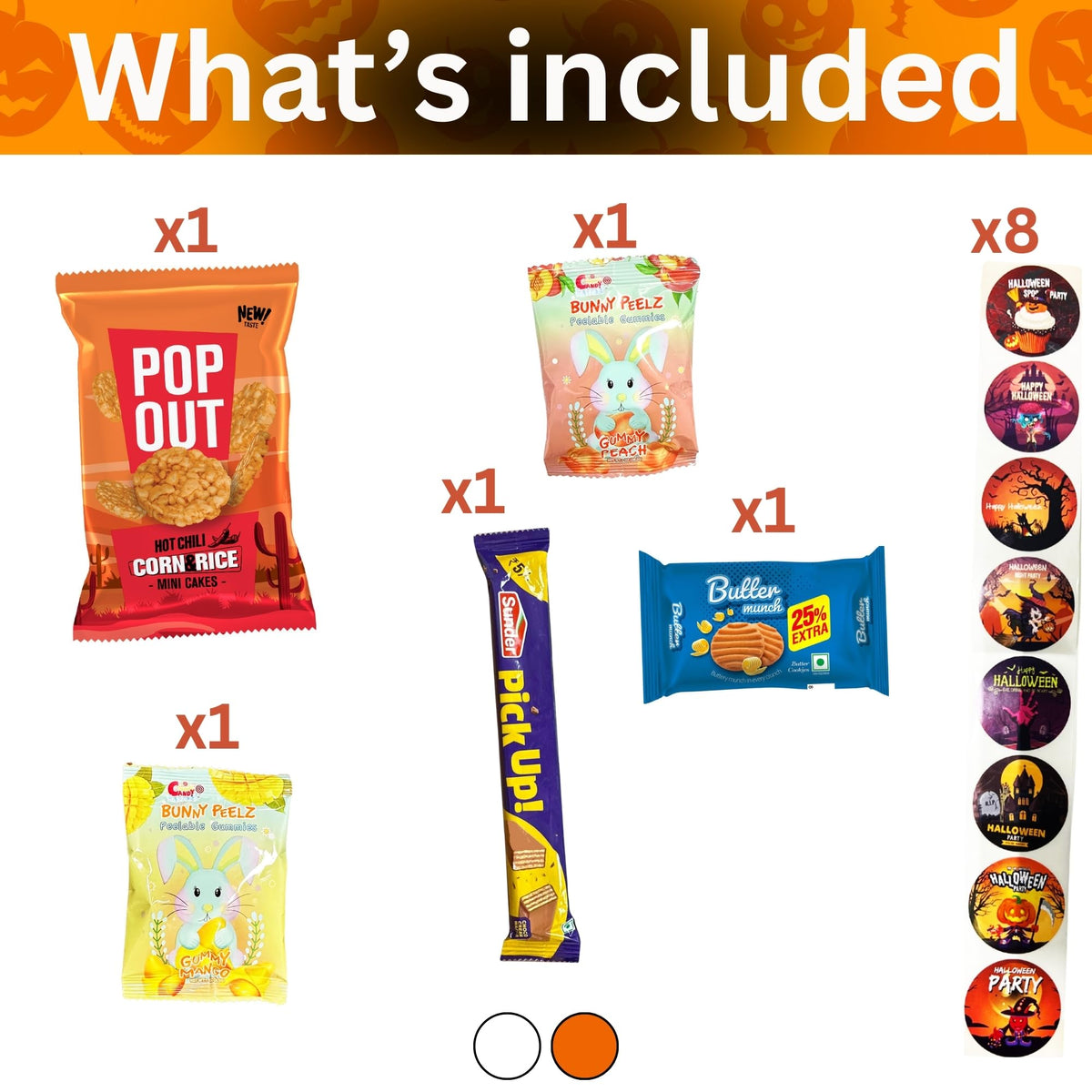 Halloween Assorted Pumpkin Bucket (44 Count) Filled with Candies, Snacks, Cookies and more, Treats for Family, Friends, Kids, Boys and Girls