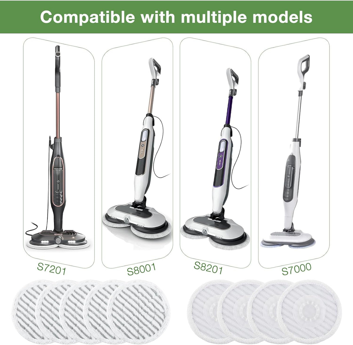 Shark 10 Pack Steam Mop Replacement Pads - Reusable Cleaning Pads for All Floor Types