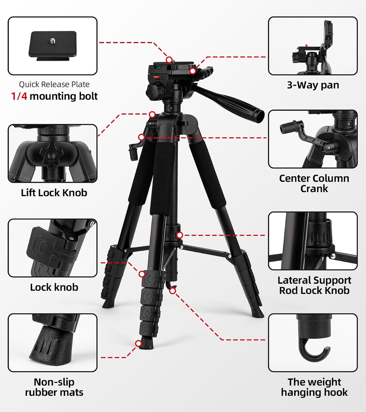 Artisorama 64 Tripod for Cell Phone & Camera,Multi-Angle Portable Tripods Stand, Sturdy & Stable Height Adjustable