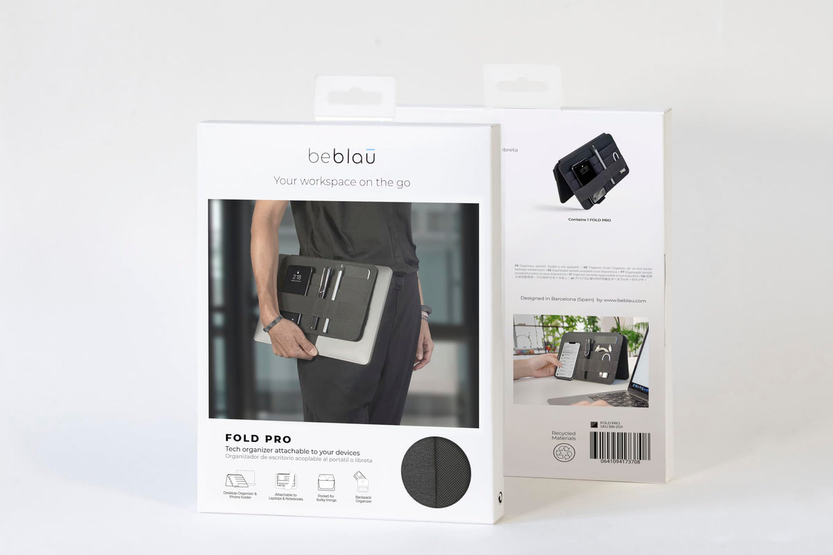 Beblau FOLD PRO Portable Tech Organizer – Attachable Device Pouch & Desk Sleeve | Gadget Case for Office and Home | Work-from-Home Essentials | Flexible Backpack Insert | Fits 13"-15"