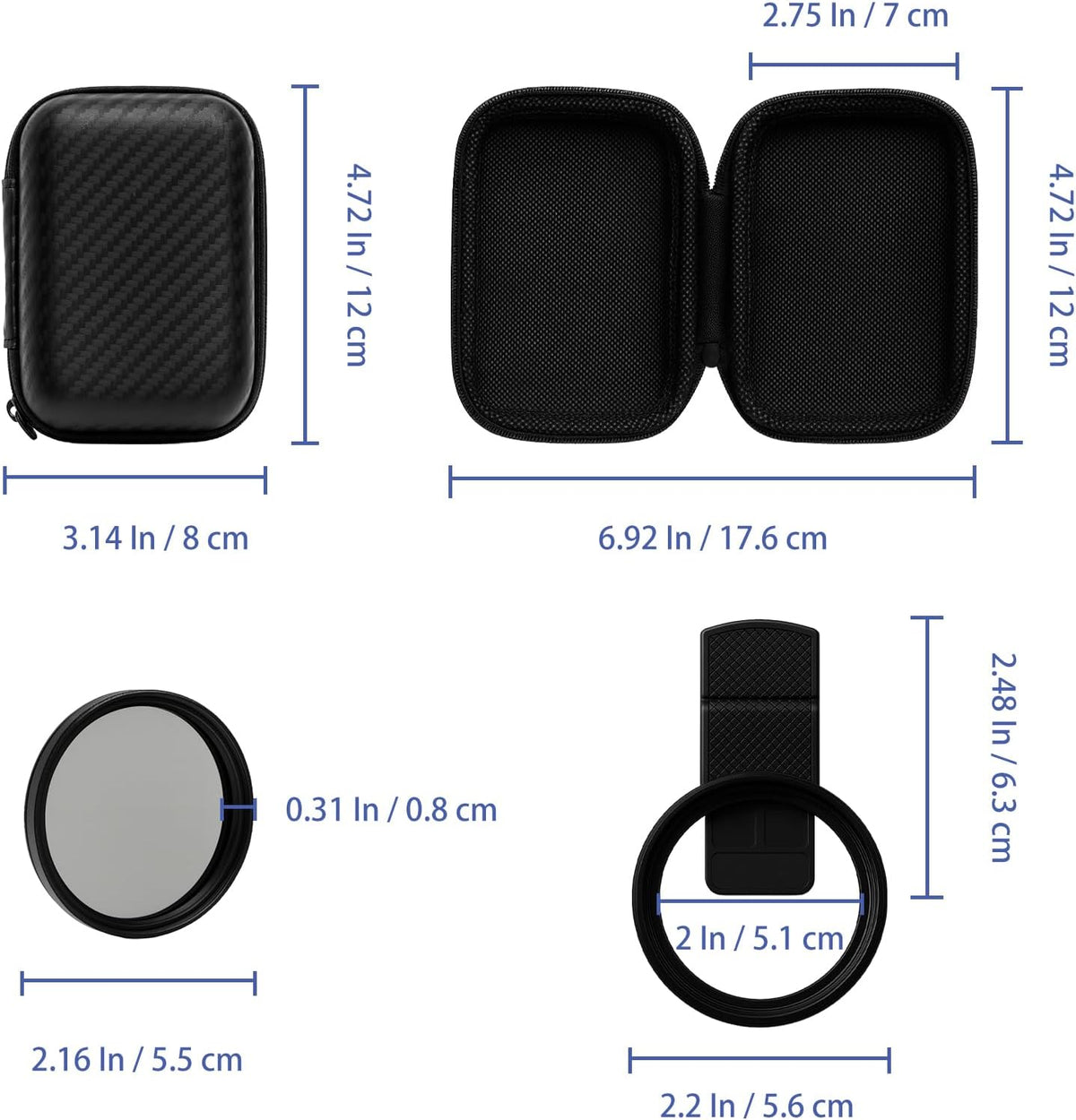 Brvlsoc 52mm 1711 Clip-On Circular Polarizer (CPL) Lens Filter Kit Professional Phone Camera Filter for iPhone