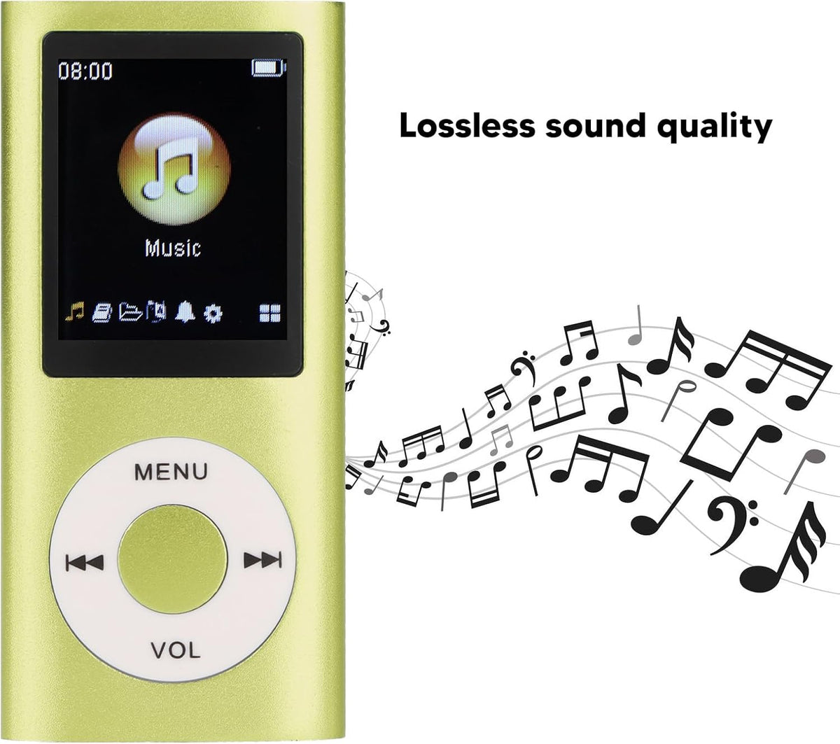 BAFOVY MP3 1.8 Inch Portable Player with LCD Screen, Slim Design Lossless Sound Music Player for Outdoor and Daily Use