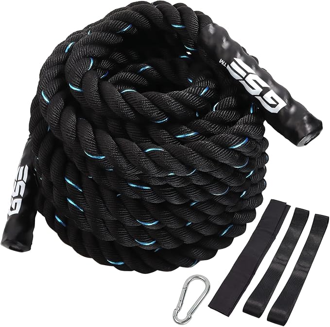 GSE Games & Sports Expert Gym Battle Rope, Heavy-Duty Workout Ropes for Indoor & Outdoor Workout, Exercise Rope for Strength Training - 30,40,50 Feet Lengths Available