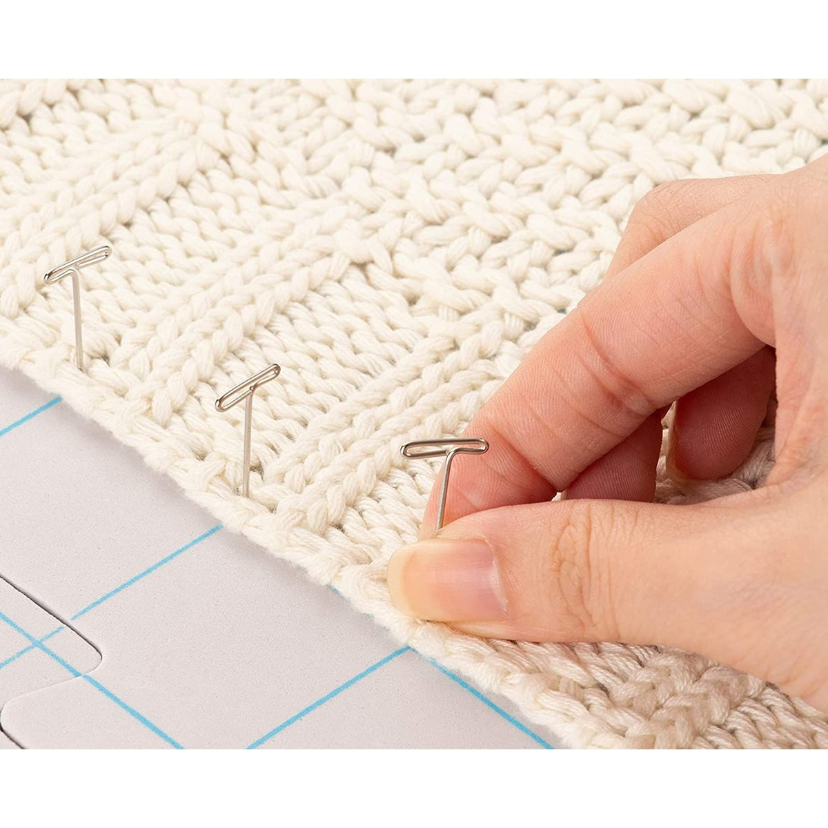 Juvale Foam Blocking Pad Set for Knitting & Crochet - 9-Pack 12.5 x 12.5 in, 0.7-in Thick, Blue - with 200 T-Pins & Storage Bag - Yarn Blocking Kit for Knitting & Crochet