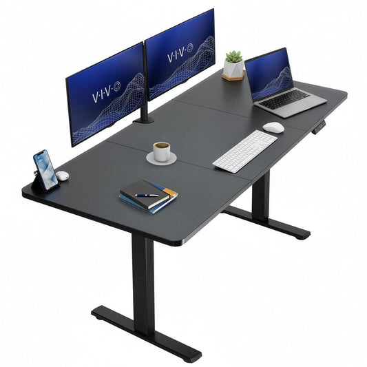 VIVO Electric 71 x 30 in Standing Desk, Memory Height Adjustment, 1B Series, Holds 220 lbs, Black Top Black Frame, DESK-KIT-1B7B
