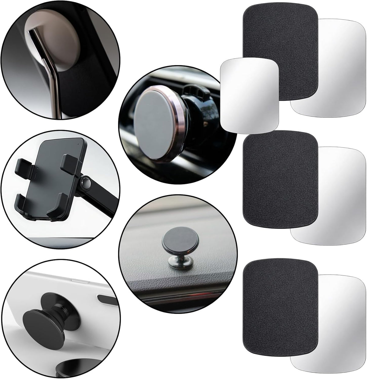 Alrhso 10 (1.5" 2" Metal Plate for Magnets, Pcs Adhesive Thin Plates Compatible with Magnetic Car Phone Holder