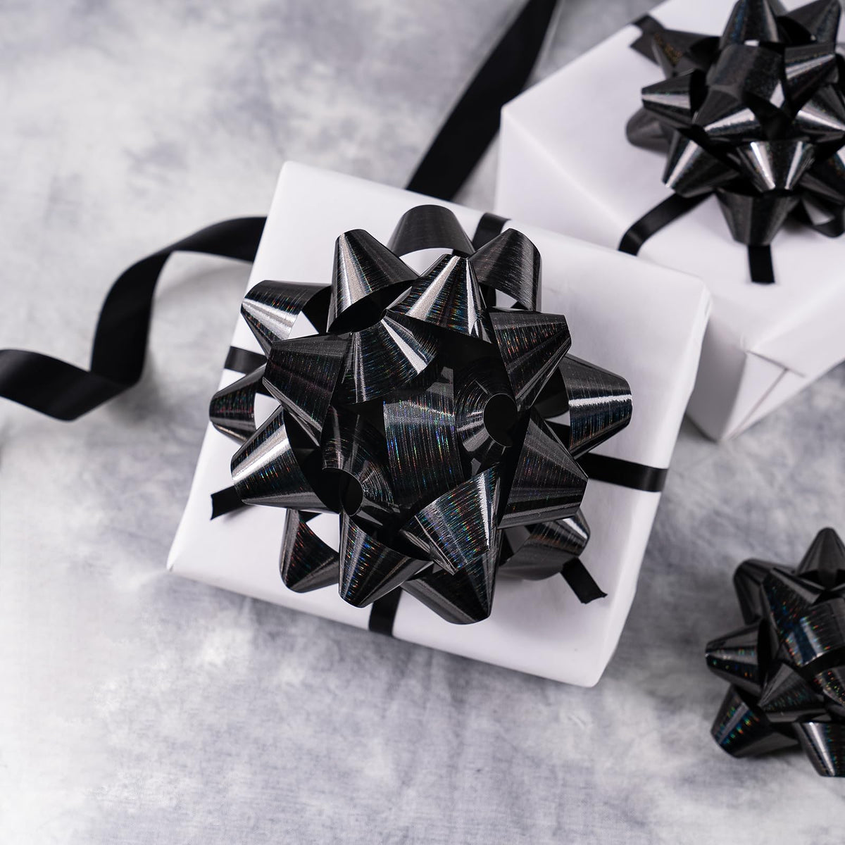 WRAPAHOLIC Black Gift Bow Assortment (24 Bows) for Birthday, Wedding, Christmas, Baby Shower, Bridal Showers