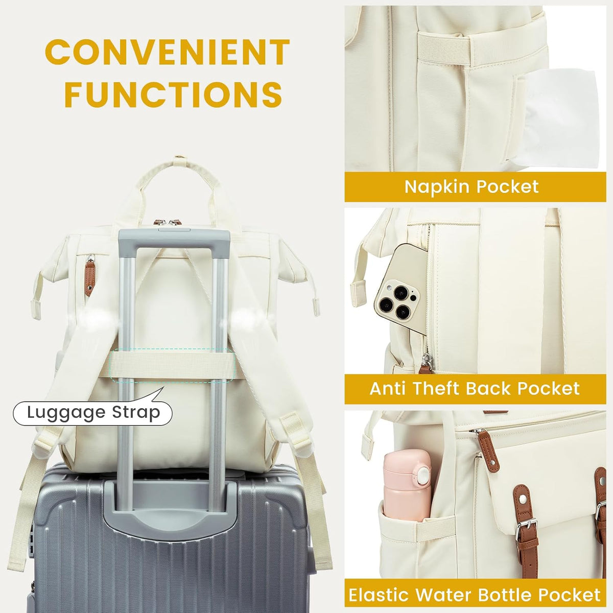 Backpack Backpack Backpack Daypack, 17 Inch, LOVEVOOK Laptop for Women Work Travel, Large Capacity Computer Purse