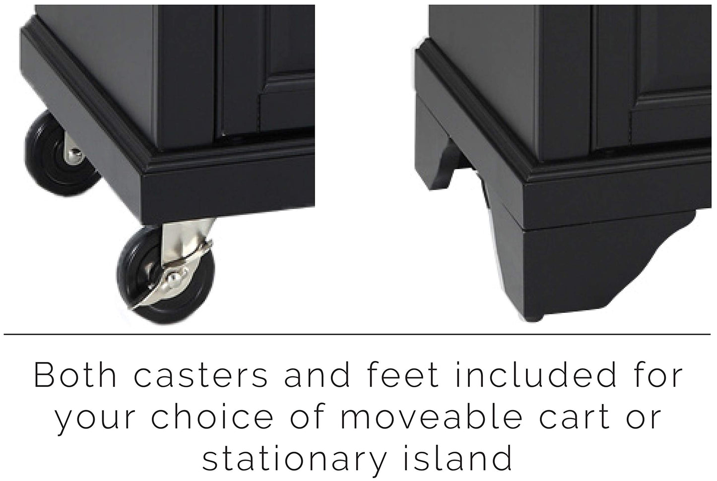 Crosley Furniture Lafayette Stone Top Small Portable Rolling Kitchen Island Storage Cart, Microwave Stand, Black