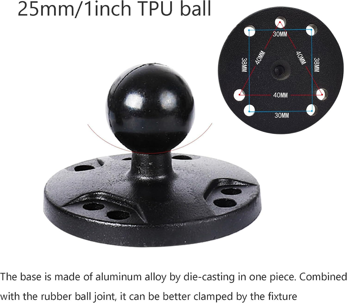 Leenconghui 5.9" 17-25mm (5/8"-1") Heavy-Duty GPS & Phone Mount Holder with Long Arm - Universal Ball Adapter/T-Bolt