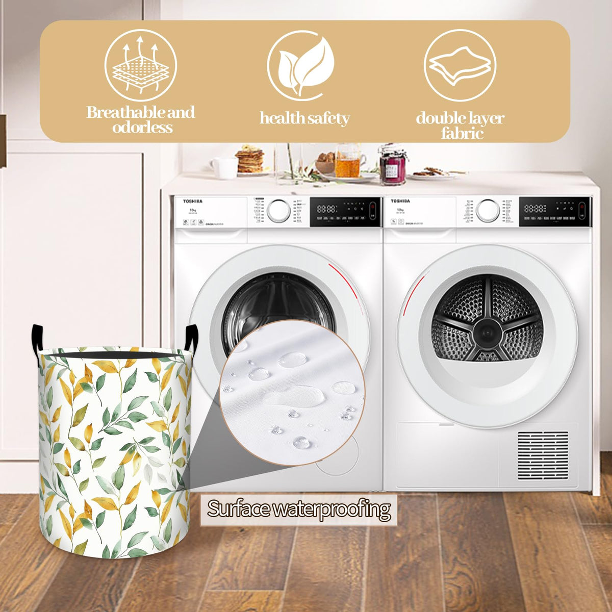 Cute Gentle Otter Dreamy Scene Laundry Basket, Dorm Nursery Foldable Laundry Hamper Organizer for Bathroom Decor, Toy Clothes Storage Box for Bedroom 19.7x15.7 Inch