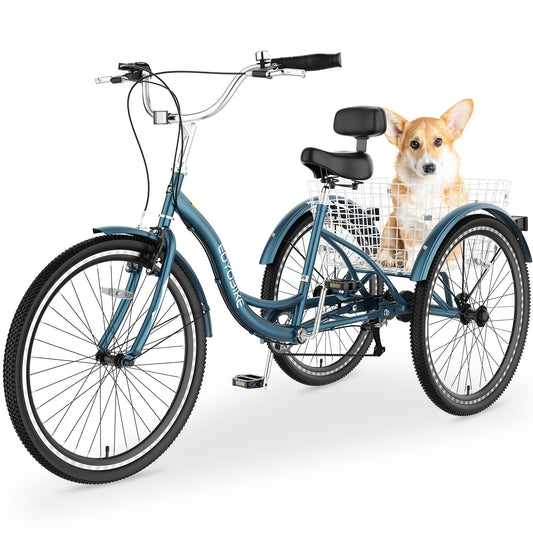 NAIZEA Adult Tricycle, 7 Speed Three Wheel Cruiser Bike, 20/24/26 inch Adult Trikes 3 Wheel Bikes with Large Basket for Seniors, Adults, Women, Men, Multiple Colors