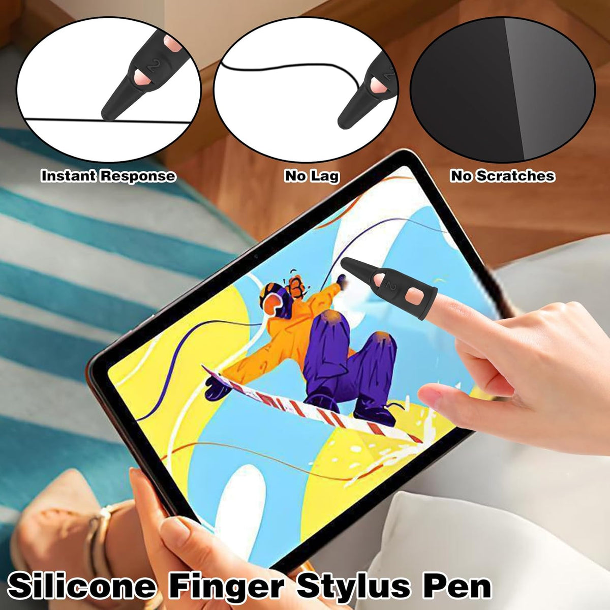 CYUXING 6Pcs Finger Stylus Pen for Touchscreen High Precision Sensitivity Silicone, Capacitive Stylus Suitable