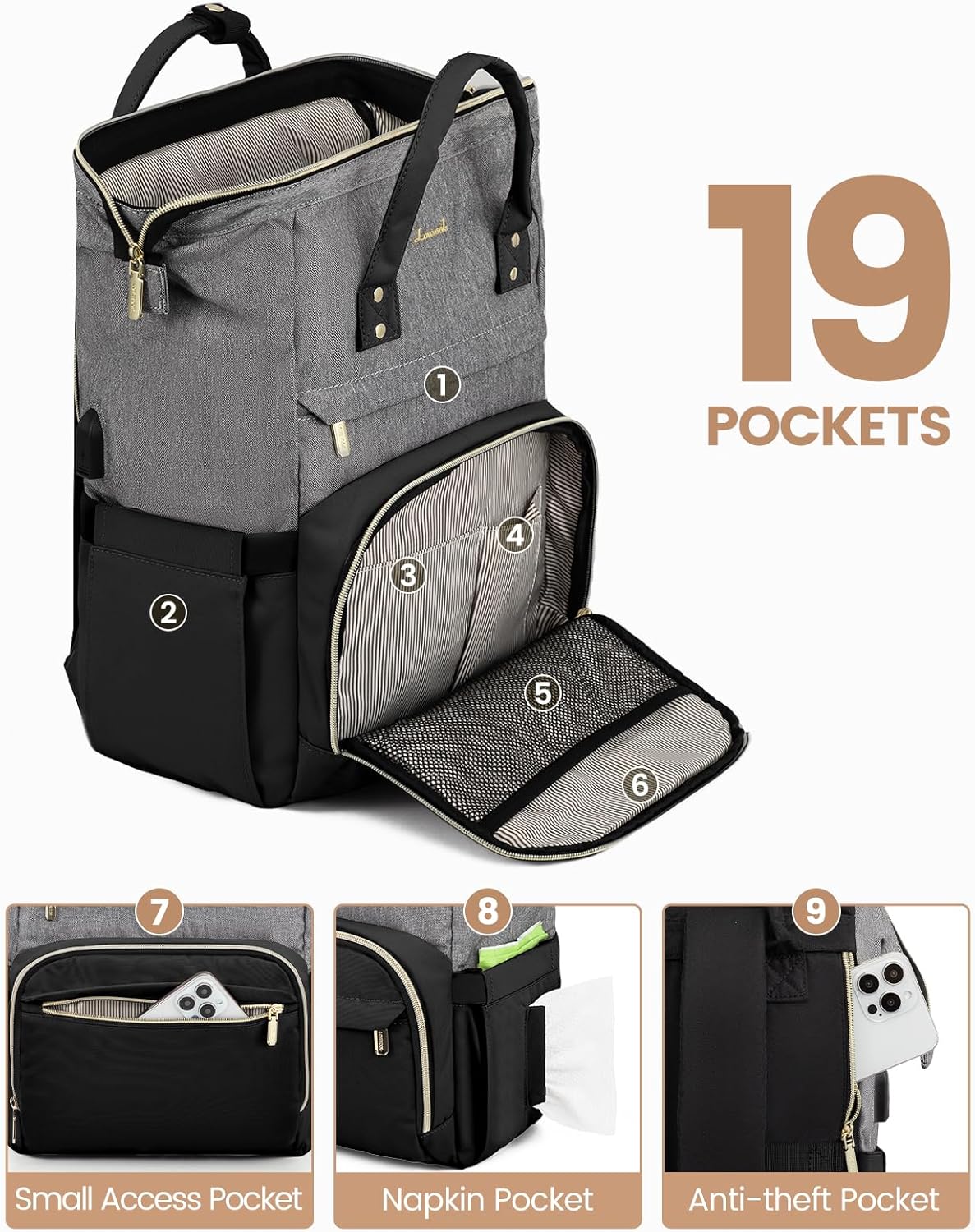 Backpack Backpacks Backpack 17-Inch LOVEVOOK Laptop for Women Fashion Business Computer Travel Bags Purse Doctor Nurse