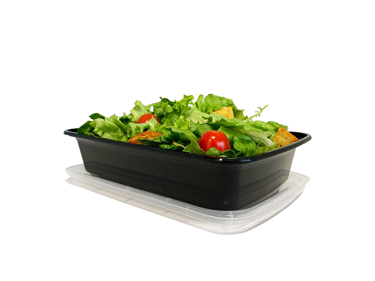 Reli. 28 oz Meal Prep Containers w/Lids - 50 Pack | Leftover To Go, Takeout | Microwave Safe | Disposable Containers for Food Storage | Take Home/Lunch/Meal Planning | Plastic | Black