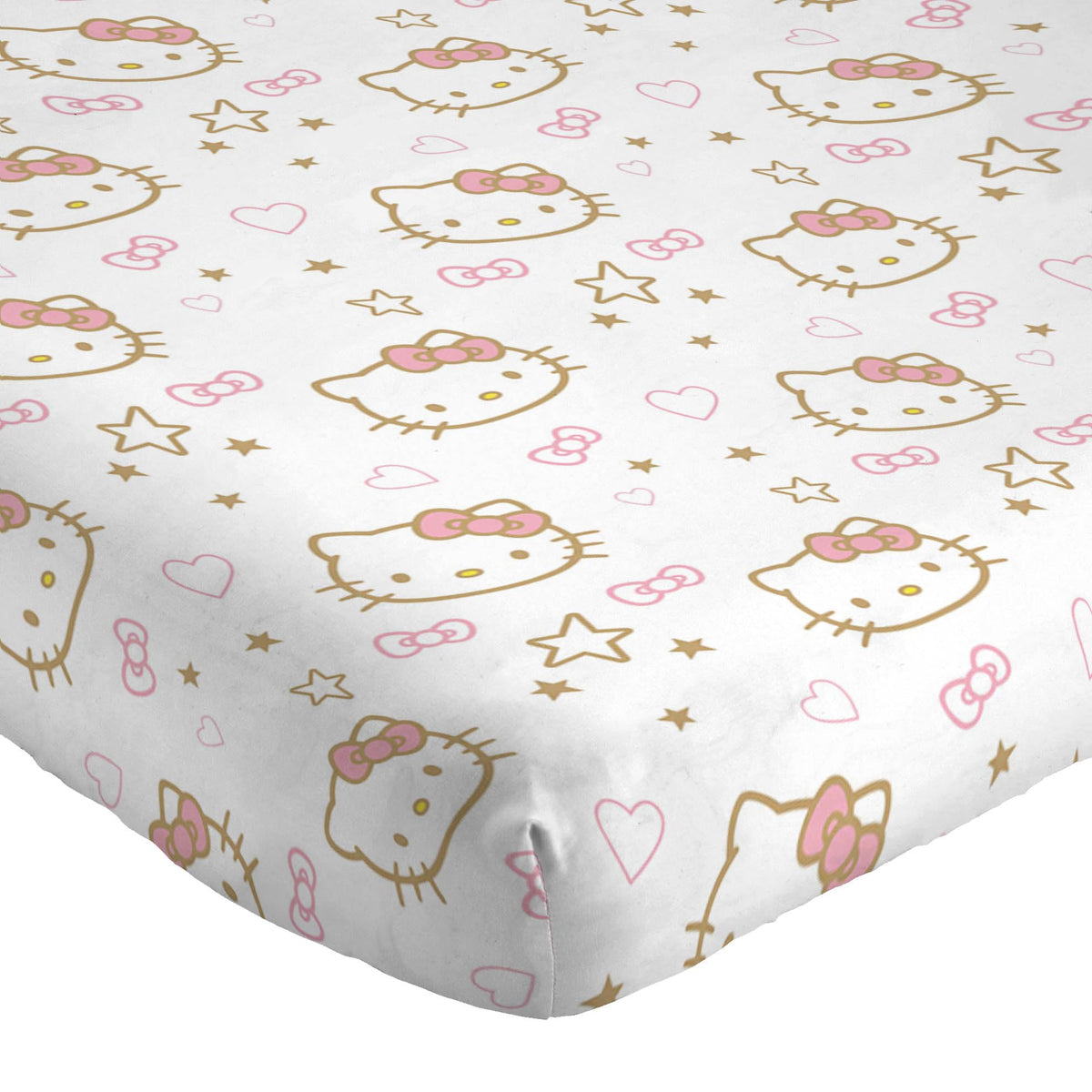 Jay Franco Sheet Set with Fitted, Flat Sheets & Pillow Cover - Ultra-Soft Bedding with Pillowcase for Room Decor, Pink - Hello Kitty, 4 Piece Queen
