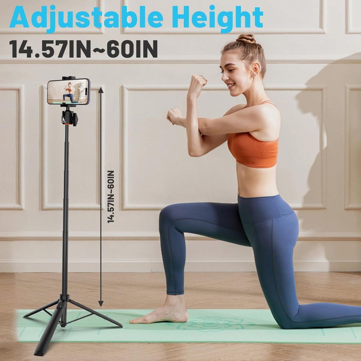 ailight 60" 360 Extendable Travel Tripod & Selfie Stick with Cold Shoe & Wireless Remote, Ball Head for Vlogging