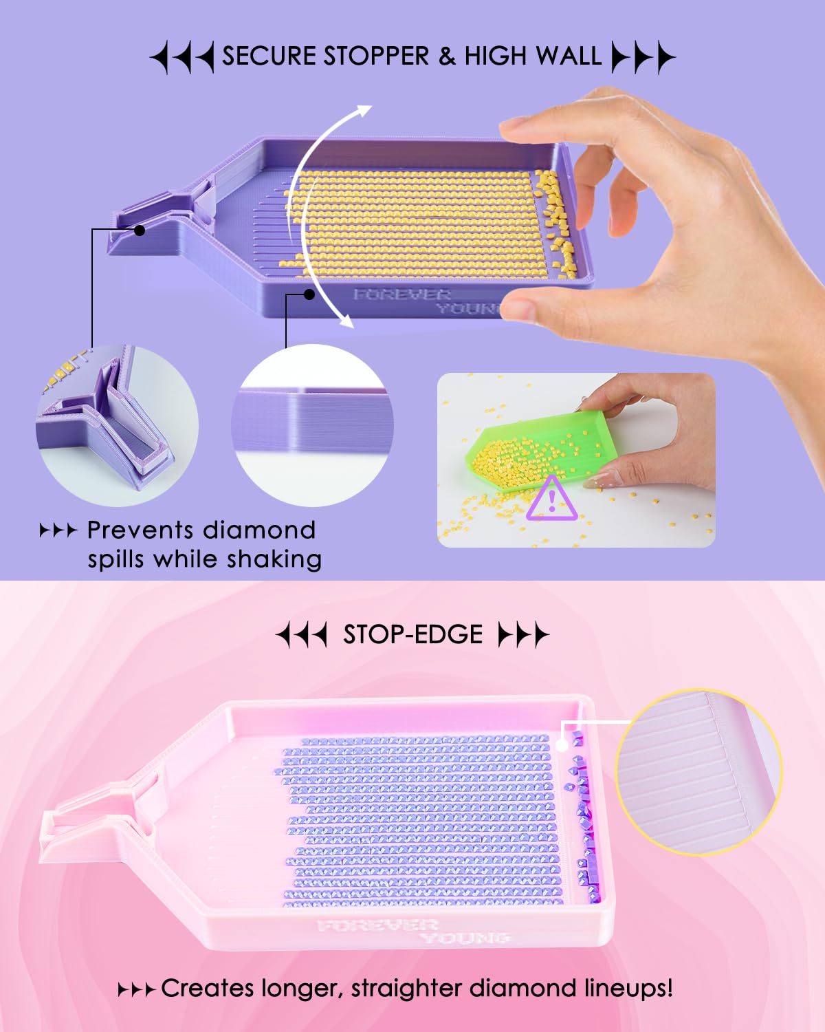 ForeverYoung Crystalline Diamond Art Trays with Lids Diamond Painting Accessories, 2-Piece Diamond Painting Trays with Lids, Silky Diamond Art Accessories and Tools, Halloween Spirit