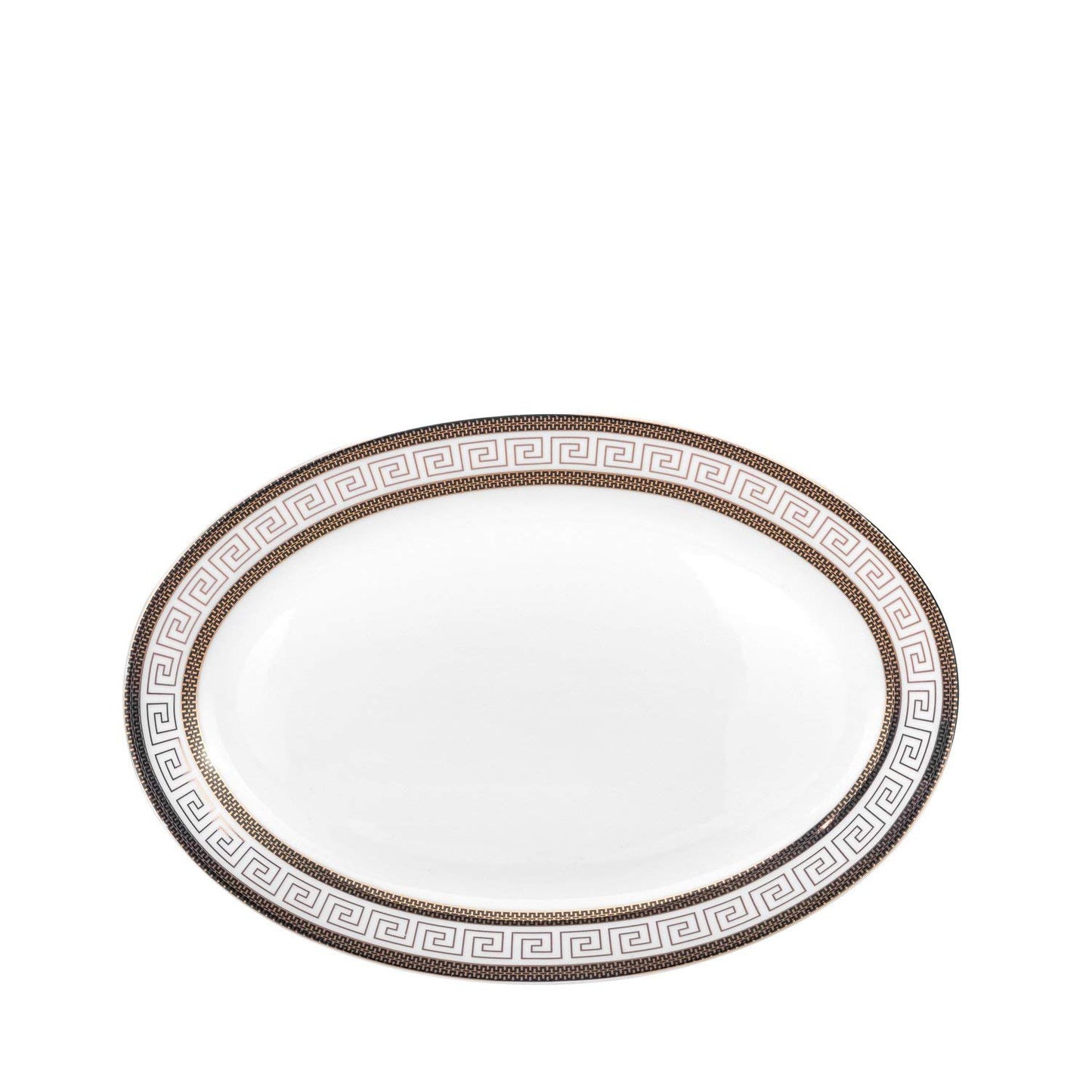 Euro Porcelain 57-pc Banquet Dinnerware Set, Luxury Tableware Dining Service for 8 (Greek Key Dark)