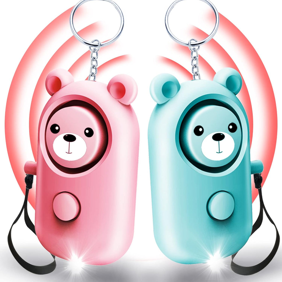 SRTKBEU 2 Pack 130dB Personal Alarms for Women Keychain Safety for Kids Elders, Loud Siren Safe Sound Security Self