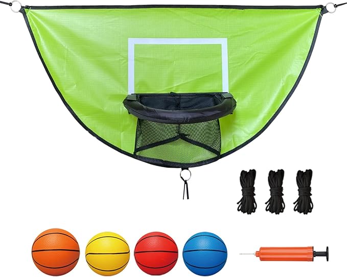 Trampoline Basketball Hoop, with Pump and 4 Mini Balls, Easy to Install, Universal Trampoline Accessories, Trampolines Basketball for Dunking