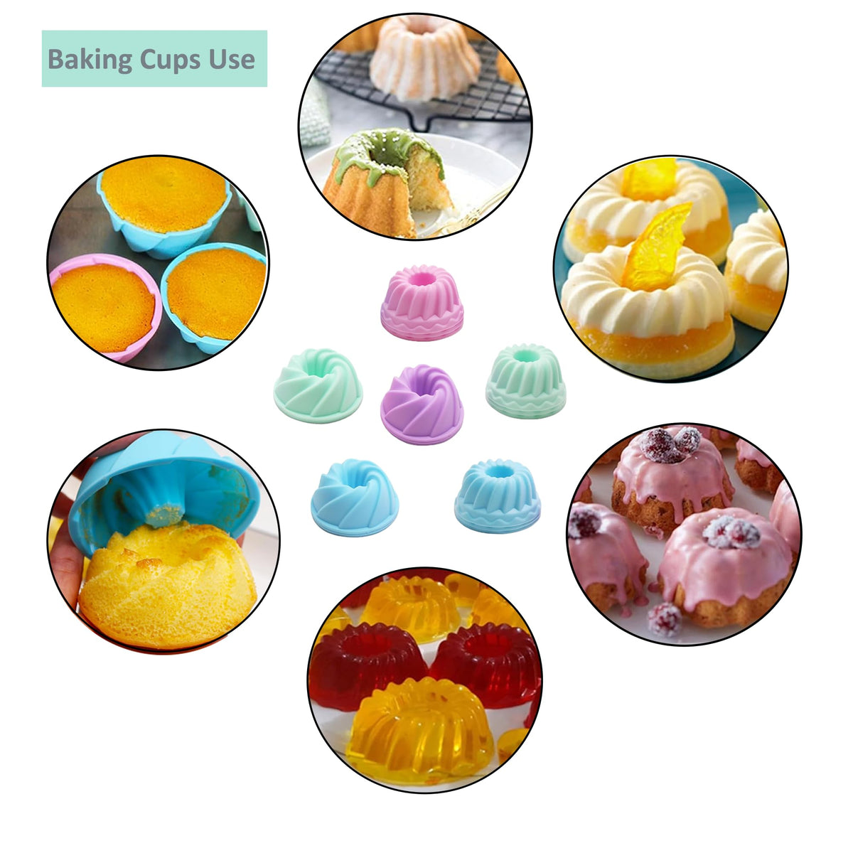 Tongjude 54 Pieces Silicone Baking Pans Set, 10 Silicone Cake Molds, Loaf Pan and Muffin Pans, Non-Stick Baking Cup, with Measuring Cups and Spoons Set, Grey