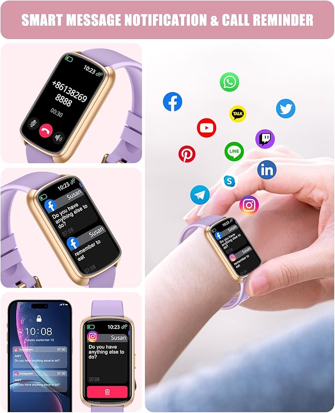 Fitness Tracker, Smart Watch for Women Men with 24/7 Heart Rate/Blood Pressure/Blood Oxygen Monitor,Sleep Tracker,Step & Calorie Counter, IP68 Waterproof Fitness Watches Compatible with Android&iPhone