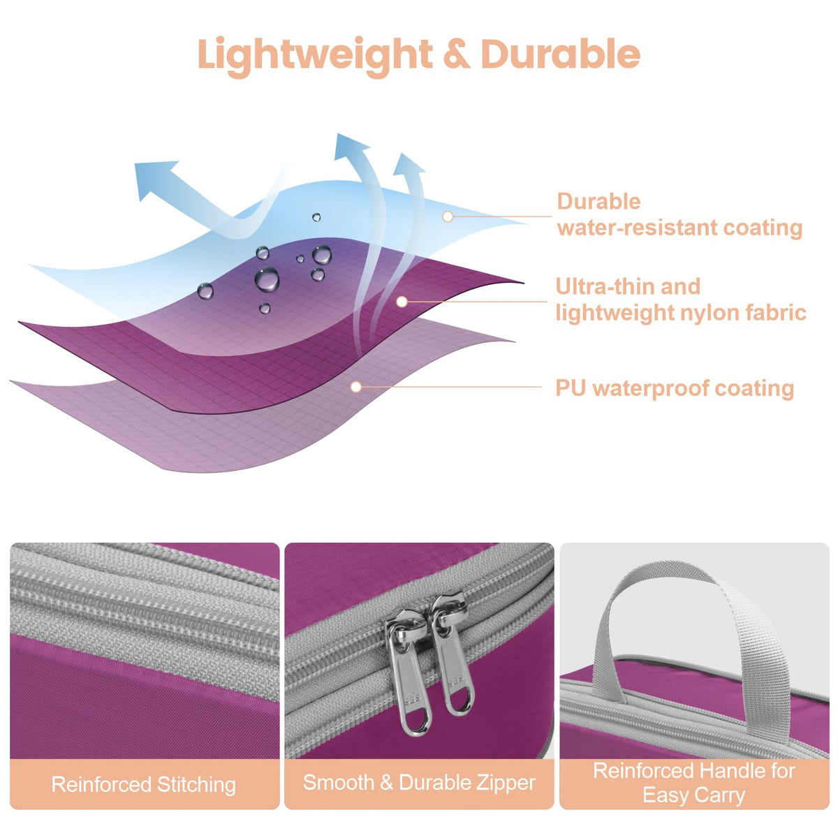 Cambond Compression Packing Cubes for Travel - 4 Pack Lightweight Expandable Luggage Packing Organizers Travel Essentials Accessories Bags Compression Cubes Space Saver for Carry on Suitcases, Purple