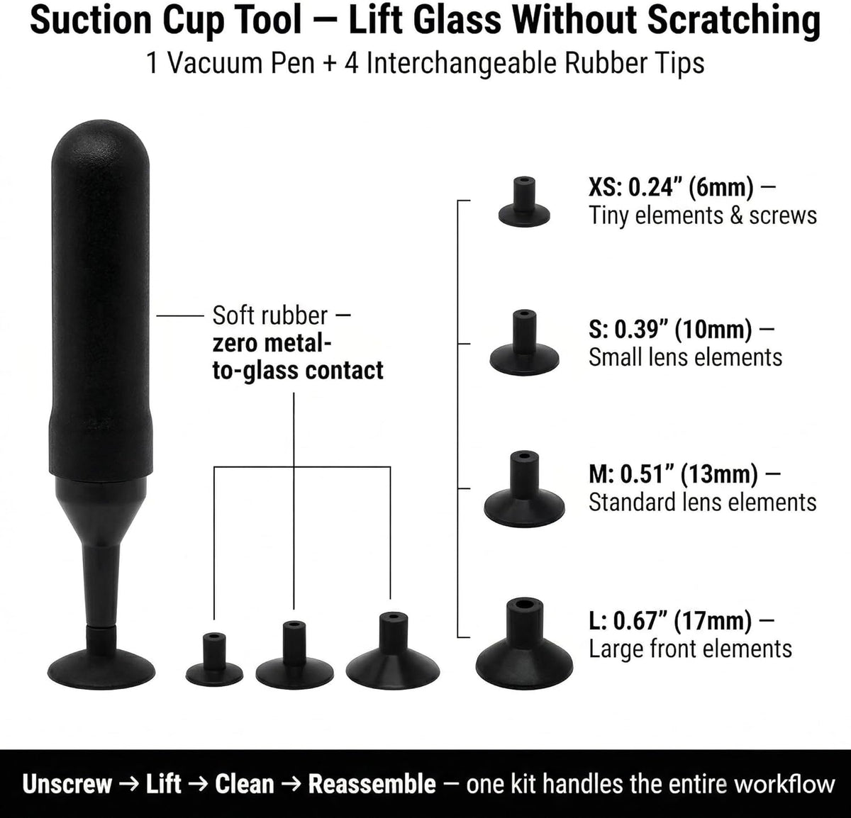 SNLxStudioz 303 4 1"-4.3" (25-110mm) Lens Spanner Wrench Kit with Suction Cup Tool - Stainless Steel Anti-Magnetic