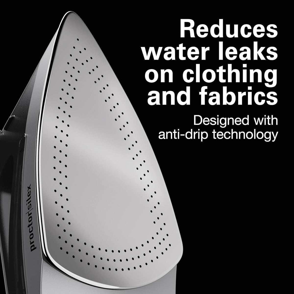 Proctor Silex Steam Iron - 1500 Watts Durable Stainless Steel Soleplate | 8' Retractable Cord, Gray & Black
