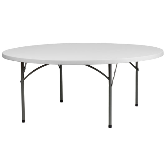 Flash Furniture Kathryn 6' Round All-Occasion Plastic Folding Event Table, Foldable Portable Banquet Table for Indoor/Outdoor Events, White