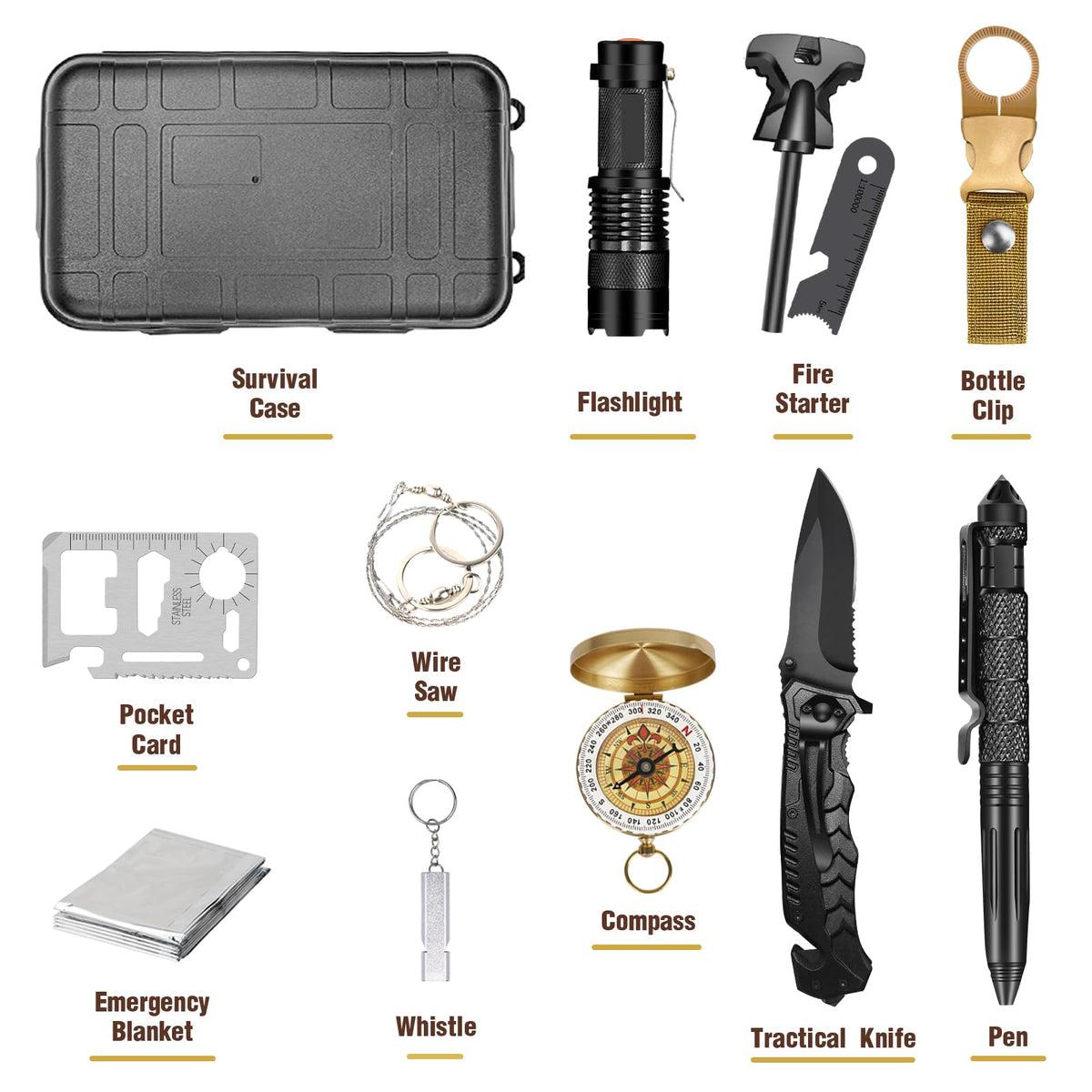 Gifts for Men Dad Husband Him, Survival Kit, Emergency Survival Gear and Equipment 14 in 1, Anniversary Birthday Gifts for Him Boyfriend, Hunting Fishing Camping Accessories, Cool Gadget