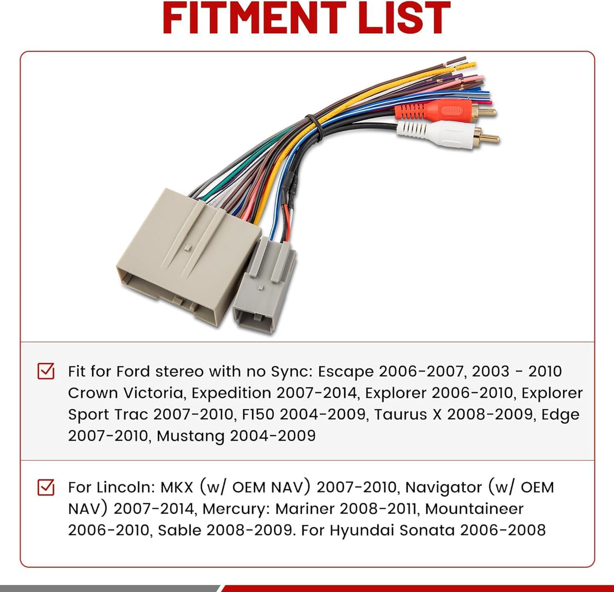 12 5 RED WOLF Radio Stereo Wiring Harness with Volt to Volt Step Down Adapter Switcher Harness Replacement for Older