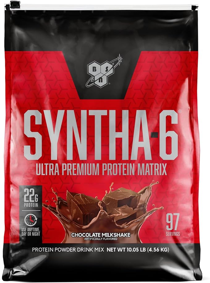 BSN SYNTHA-6 Whey Protein Powder with Micellar Casein, Chocolate Milk Protein Isolate Powder, Chocolate Milkshake, 97 Servings (Package May Vary)