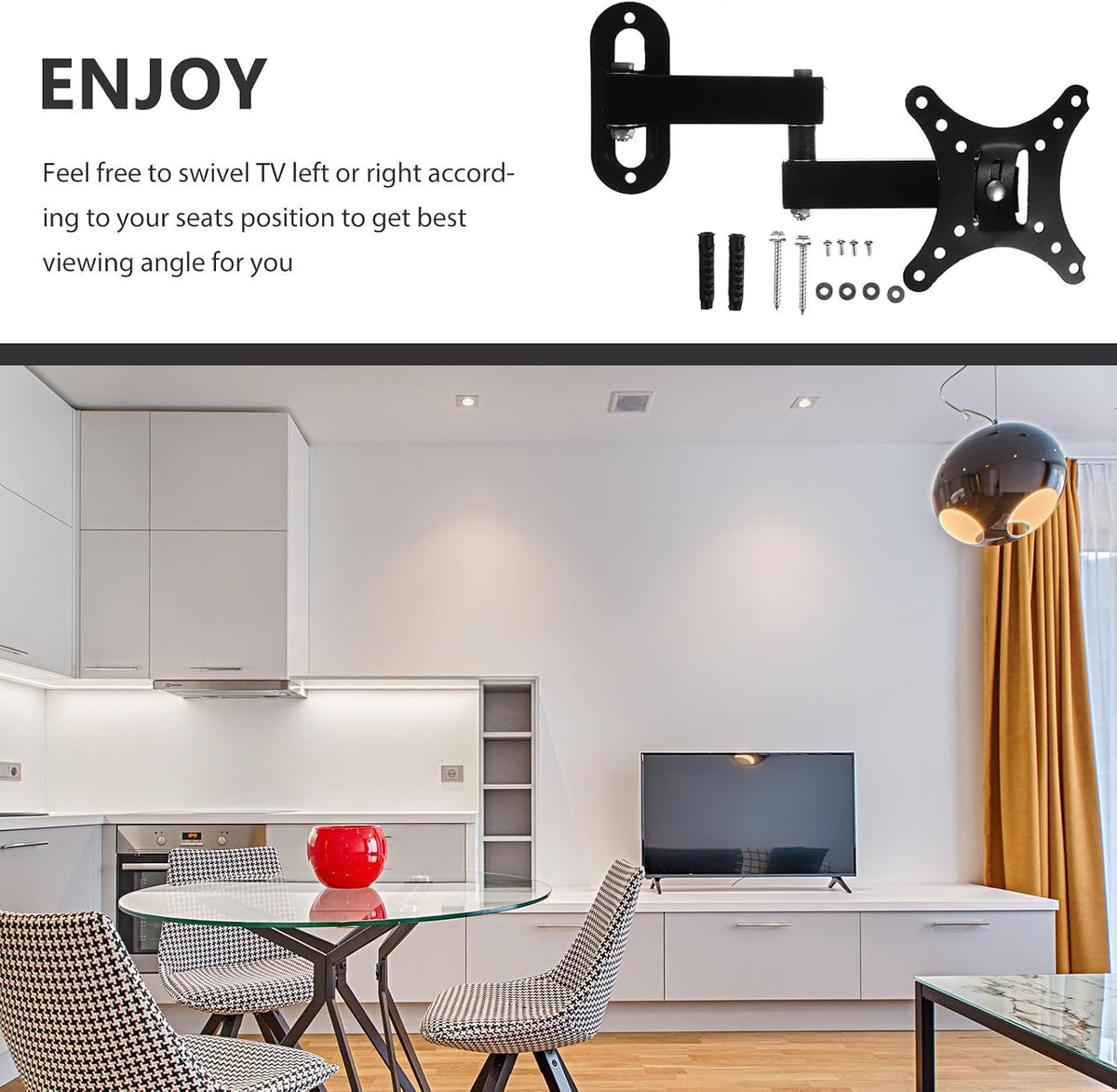 balacoo 14-27 Inch Adjustable Monitor Wall Mount Bracket for Computer Screens and Tvs, Fixed No-Drill Screen Holder