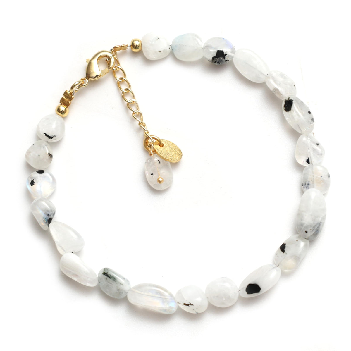 Gempires Moonstone Tourmaline Beaded Bracelets Oval Crystal Gemstone Jewelry Hypoallergenic 8 Inch Gold Plated Dainty Women Fashion Jewelry