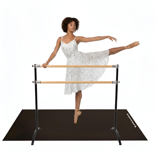 Artan Balance Dance Floor and Ballet Barre Portable for Home or Studio, Freestanding Adjustable Double Bar, Kids and adults, 2 pc. Set