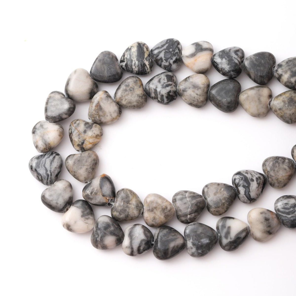 Natural Heart Shaped Map Stone Beads 10mm Loose Crystal Healing Beads for DIY Necklace Bracelet Making Gemstone Craft Supplies