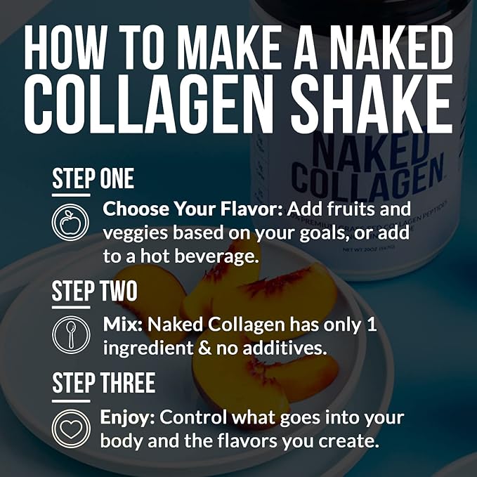 NAKED Collagen Peptides Protein Powder, 60 Servings, Pasture-Raised, Unflavored Grass-Fed Hydrolyzed Collagen Supplement, Paleo Friendly, Non-GMO, Keto, Gluten Free, 20oz