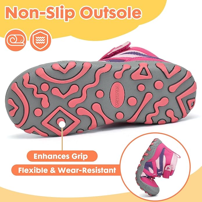 Mishansha Kids Hiking Boots Toddler Girls Boys Hiking Shoes Water-Resistant Anti-Collision Non-Slip Athletic Outdoor Trekking Boots