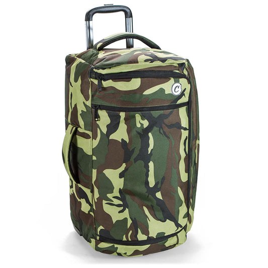 Cookies Trek Roller Smell Proof Travel Bag – Oversized Rolling Luggage with Double Zipper, Durable Nylon Canvas Build, Extra Large Storage for Travel, Gear, Road Trips & Streetwear Carry – Green Camo