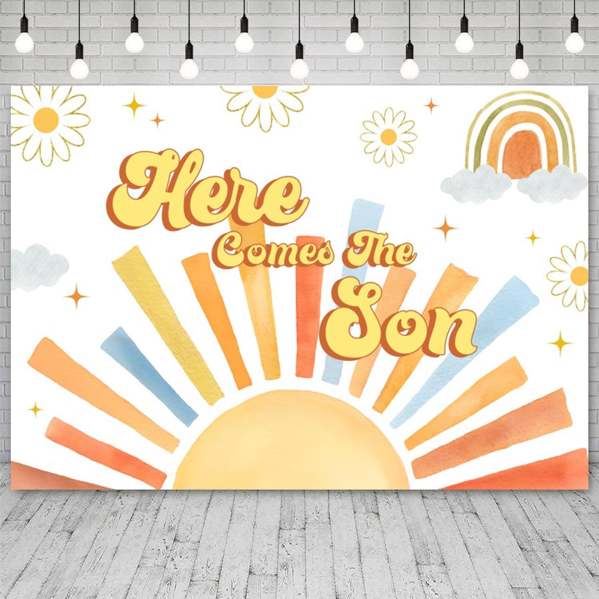 ASDCXZ 8x6ft Here Comes The Son Backdrop Sun Rainbow Baby Shower Photography Background Birthday Banner Cake Smash
